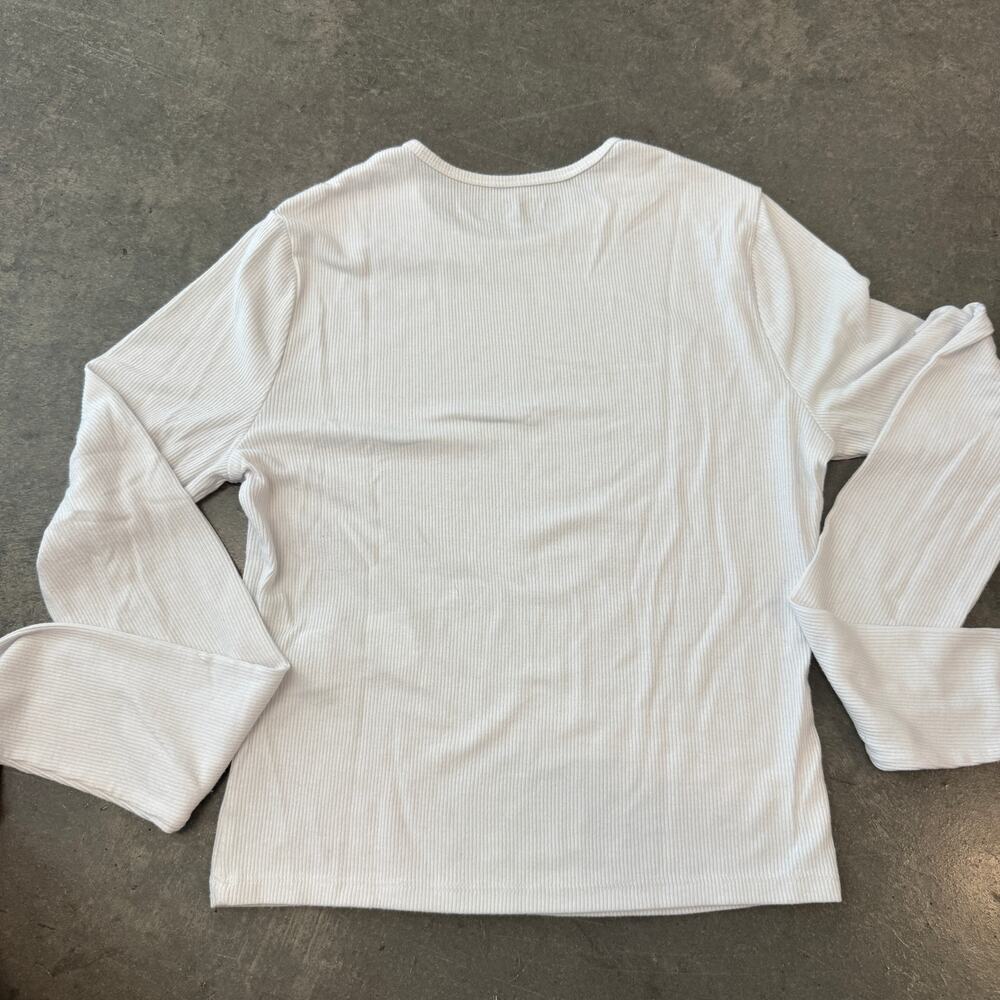 Vintage Y2K Abercrombie & Fitch White Longsleeve Ribbed Essentials Top Medium - Picture 2 of 5